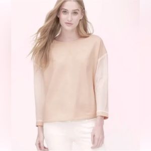 NWT Ann Taylor Loft mixed media sweater in Cherry Blossom pink/cream. Size Small